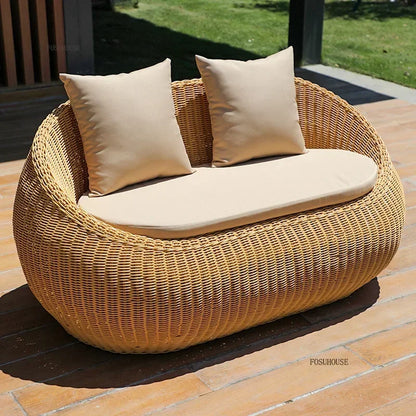 Nordic Garden Furniture Sets Courtyard Terrace Sofa Chair and Table Set Leisure Homestay Balcony PE Rattan Sofa Combination F