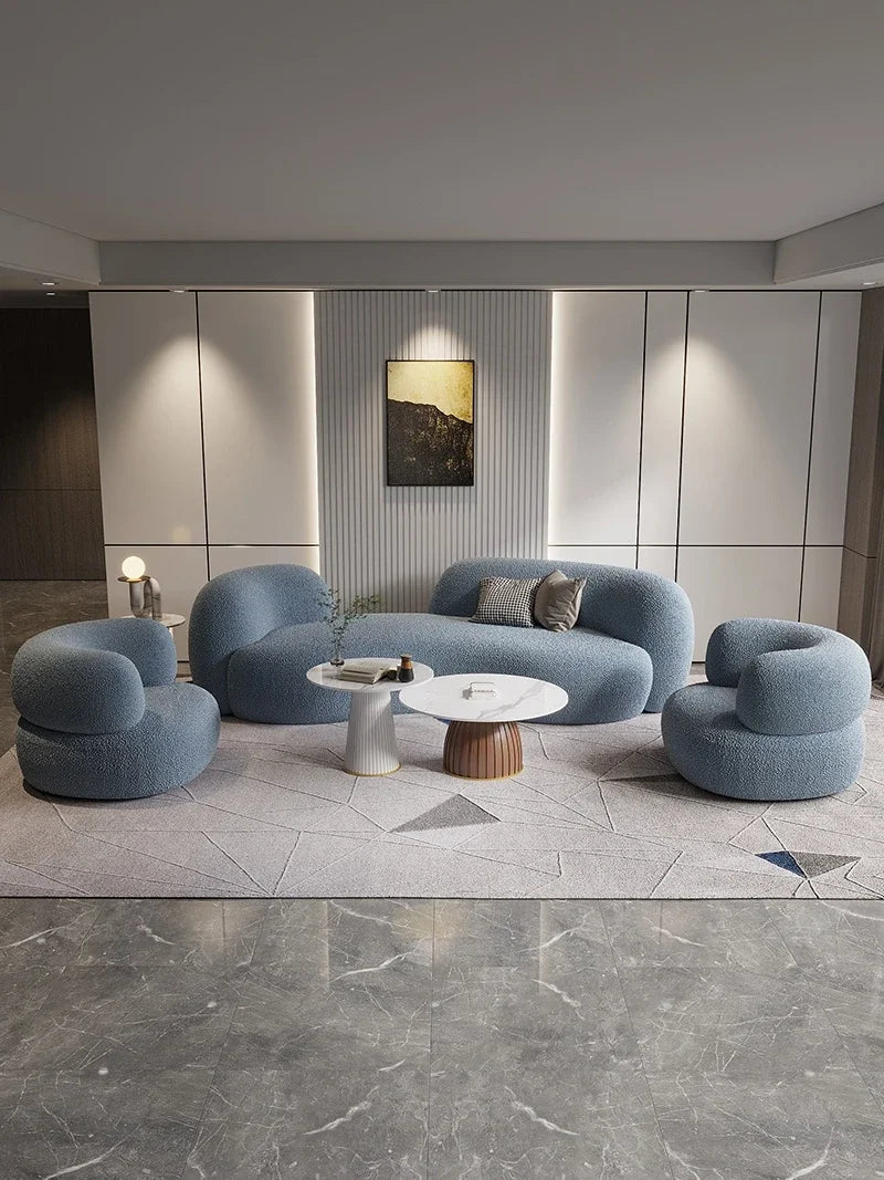 Light luxury lamb velvet fabric curved sofa coffee table