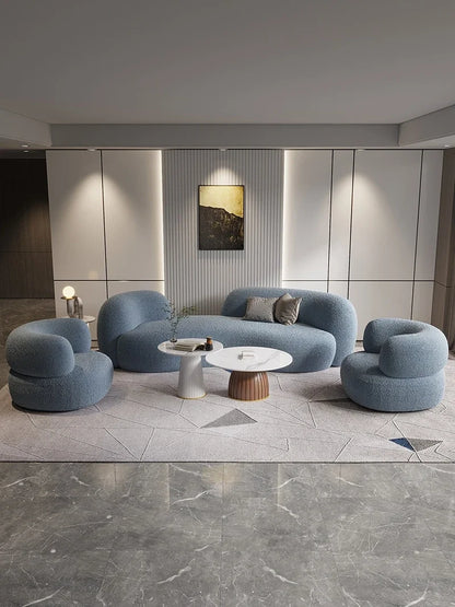 Light luxury lamb velvet fabric curved sofa coffee table