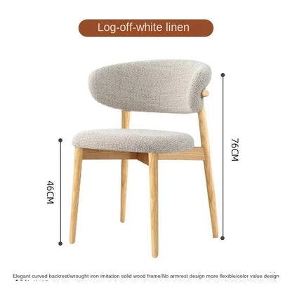 H2O Light Luxury Modern Nordic Italian Iron Imitation Solid Wood Dining Chair Simple Cafe Leisure Home Restaurant Back Chair