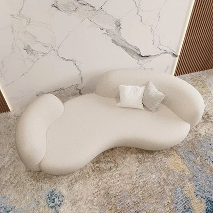 Light luxury lamb velvet fabric curved sofa coffee table