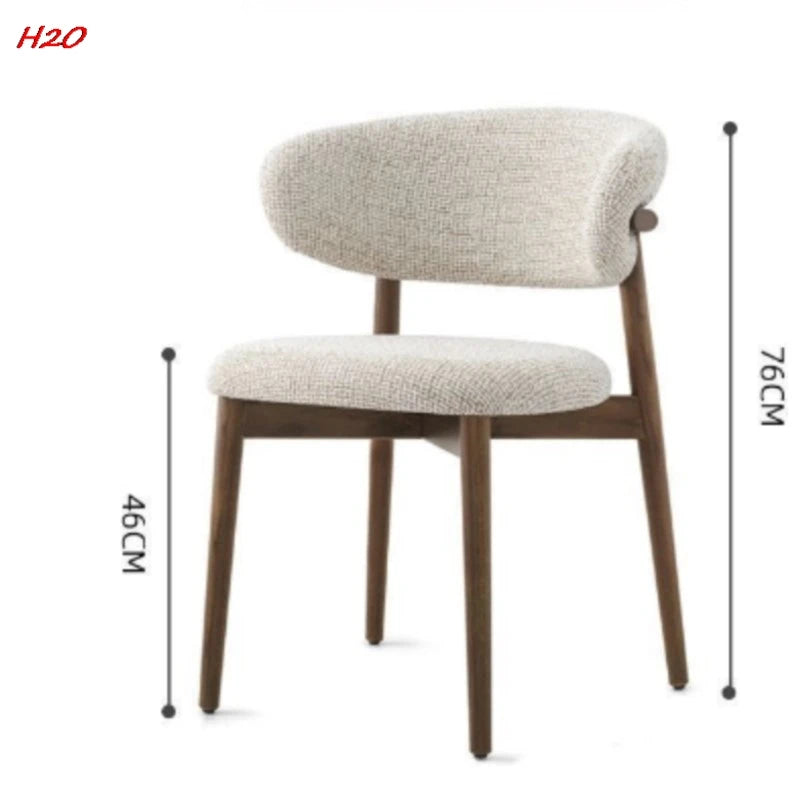 H2O Light Luxury Modern Nordic Italian Iron Imitation Solid Wood Dining Chair Simple Cafe Leisure Home Restaurant Back Chair