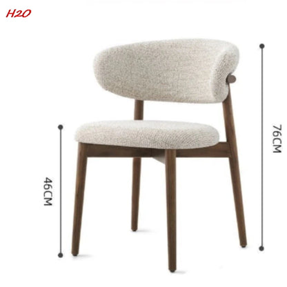 H2O Light Luxury Modern Nordic Italian Iron Imitation Solid Wood Dining Chair Simple Cafe Leisure Home Restaurant Back Chair