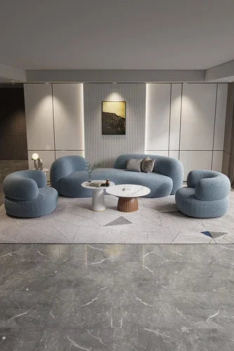 Light luxury lamb velvet fabric curved sofa coffee table