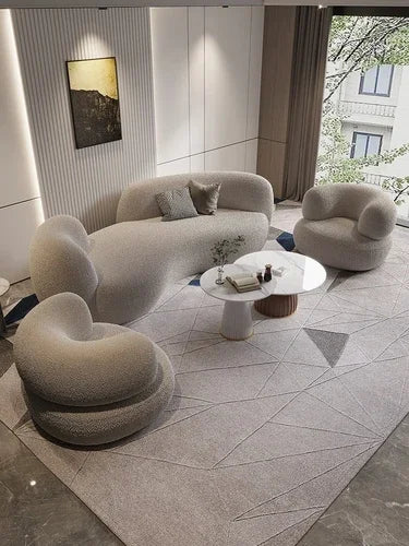 Light luxury lamb velvet fabric curved sofa coffee table