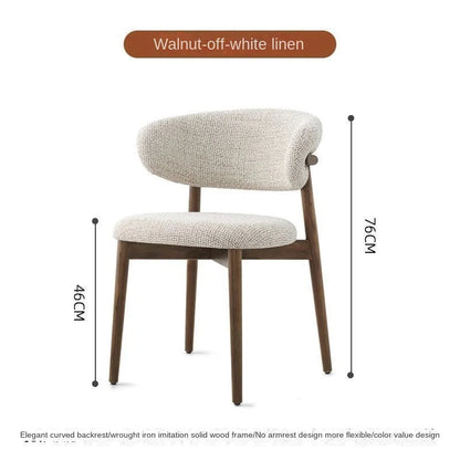 H2O Light Luxury Modern Nordic Italian Iron Imitation Solid Wood Dining Chair Simple Cafe Leisure Home Restaurant Back Chair