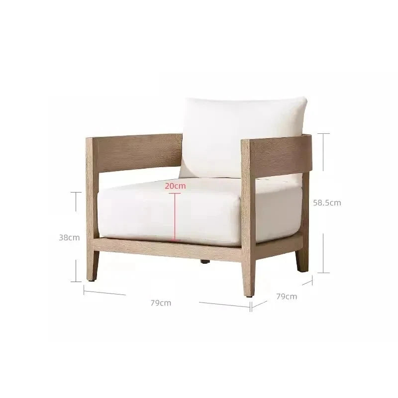 Outdoor Sofa Waterproof Teak Deck Sofa Luxury Lounge Furniture Set Chairs