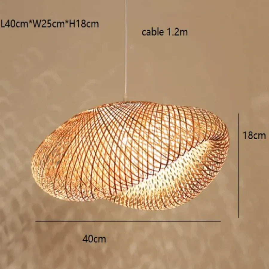 Handmade Wabi sabi style rattan chandelier tea room retro industrial style restaurant bedroom Australia style pendant lamp