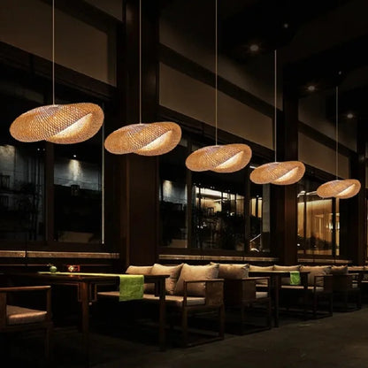 Handmade Wabi sabi style rattan chandelier tea room retro industrial style restaurant bedroom Australia style pendant lamp