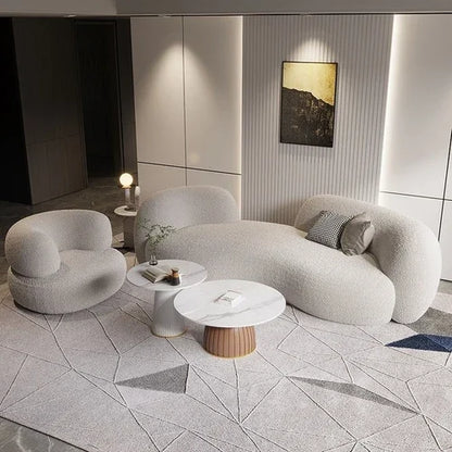 Light luxury lamb velvet fabric curved sofa coffee table